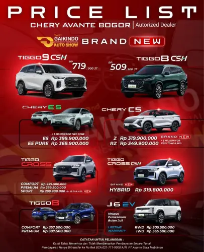 Pricelist Harga Chery pondokindahmall 2025